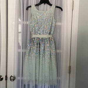 H&M Girls Dress 11/12 Light Seafoam with sequins